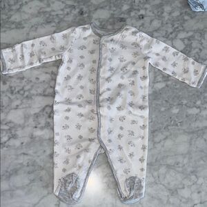 RALPH LAUREN POLO CLASSIC BEAR White & Gray Footie 3M